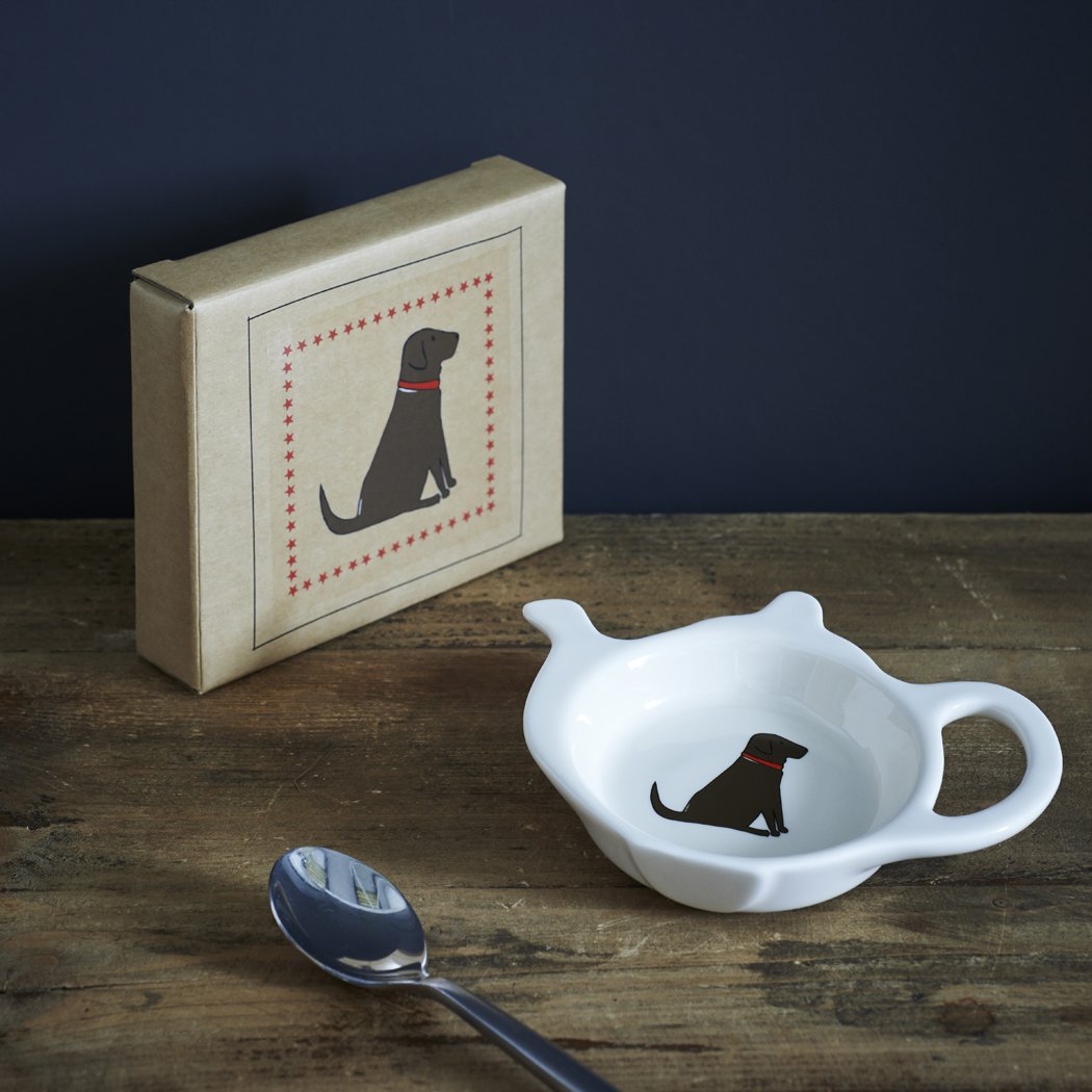 Sweet William Teabag Dish, Teapot Shape, Chocolate Labrador