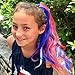 Clip on in Color Hair Extensions Hair Accessories for Girls Women Kids – Temporary & Not Messy Hair Chalk – Great for Parties, Dress up, Doll Hair Birthday Gift for girls 4-12 (Red White Blue)thumb 3