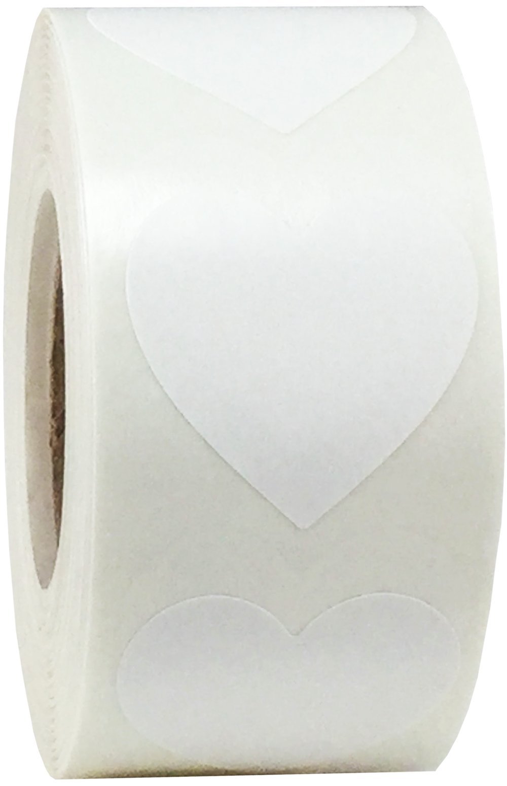 White Heart Stickers 25.4 mm 1 Inch Wide 500 Count
