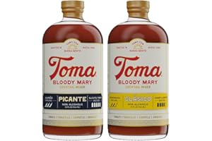 Toma Bloody Mary Mix, Premium Cocktail Mixers for Simple At-Home Hosting for Brunch and Events, All-Natural, Gluten Free, Vegan, No Added Preservatives, PICANTE/CLASICO 32oz (Spicy/Medium), Pack of 2