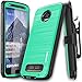 COVRWARE Iron Tank Case for Moto Z2 Play / Z2 Force with Built-in Screen Protector Heavy Duty Full-Body Holster Armor [Brushed Metal Texture Designed] Case [Belt Clip][Kickstand], Teal