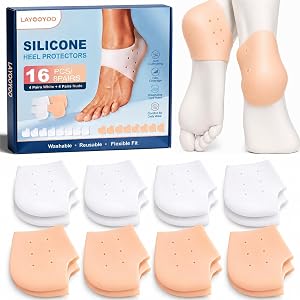 Silicone Heel Protectors, 16 PCS / 8 Pairs Soft Heel Cushion Sleeves, Washable Reusable Heel Pads with 6 Vent Holes, Heel Cus