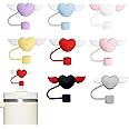 HIUSITY Straw Cover for Stanley Cup,Cute Straw Topper Compatible with 40Oz Tumbler with Handle,10mm Silicone Straw Covers Caps Toppers,Dust-Proof Reusable Stanley Cup Accessories, Love wing, 8Pcs