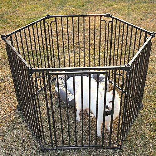 LEMKA Pet Dog Playpen Kennels, Pet Dog Exercise Playpen Pet Courtyard Kennel Foldable Steel Crate Wire Metal Cage 6 Panels - 48 inches - Thumbnail 6