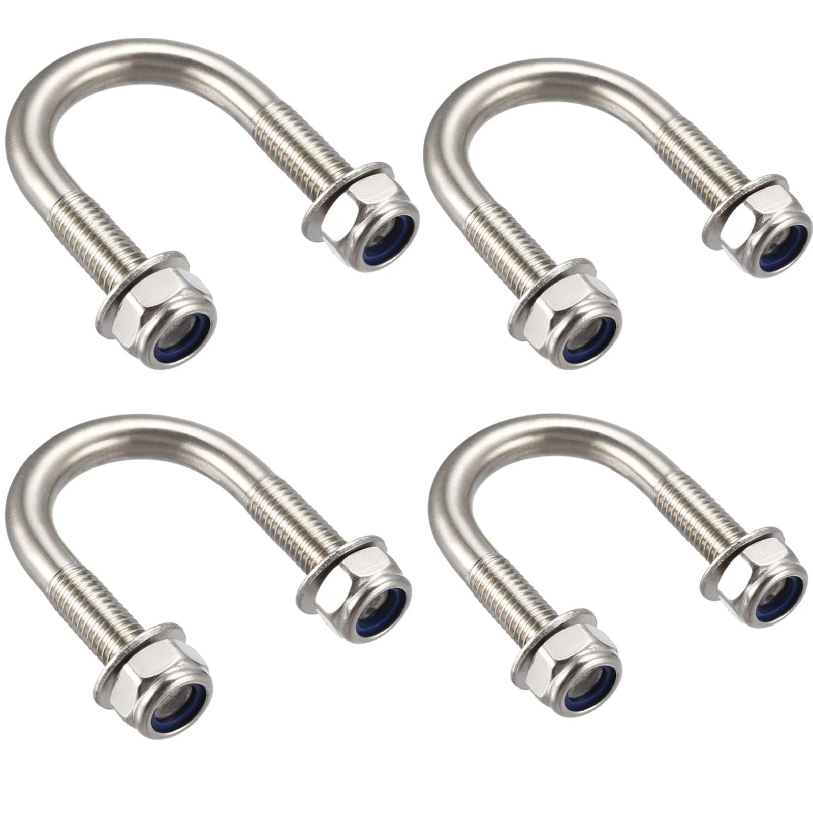 TA-VIGOR 4 sets M8 Round U-Bolts, 27mm Inner Width 52mm Length 304 Stainless Steel U-Bolts with Nut, Washer for Attaching Piping Conduit Cable Tube Brackets Boat Trailer