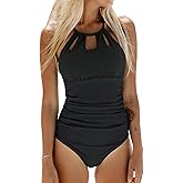 CUPSHE Women's One Piece Swimsuit High Neck Tummy Control Swimwear Bathing Suit