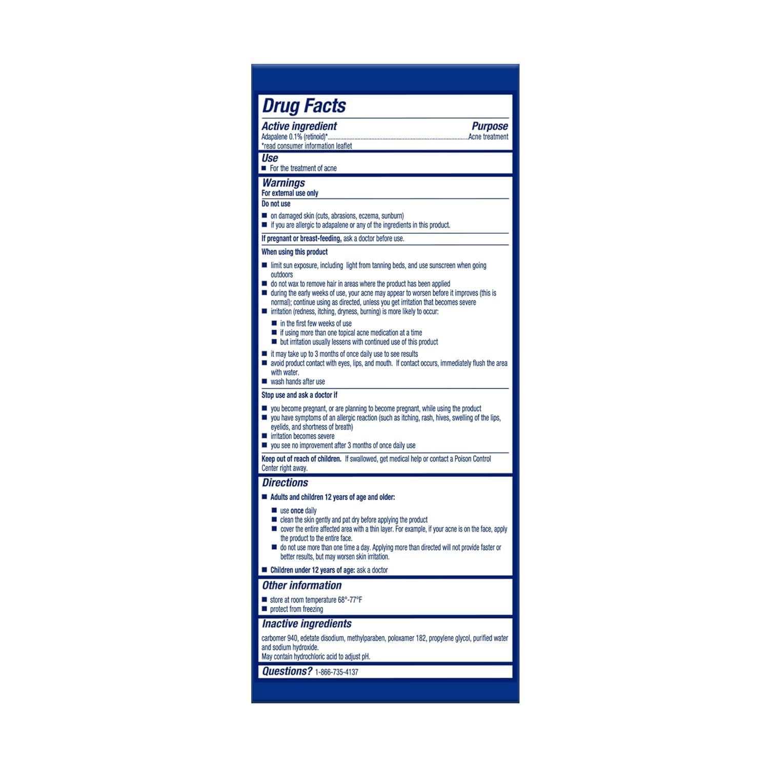 Differin Acne Treatment Gel, 30 Day Supply, Retinoid Treatment for Face with 0.1% Adapalene, Gentle Skin Care for Acne Prone Sensitive Skin, 15g Pump (Packaging May Vary)