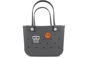 Jesslynne Beach Rubber Bag Tote Bag,Extra Large Waterproof Travel Women Handbag with Charms for Sports Beach Groceries Pool