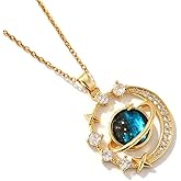 ICFIRSION 18K Gold Plated Diamond Saturn Pendant Choker Necklace Aesthetic Space Planet Star Necklaces Jewery for Women