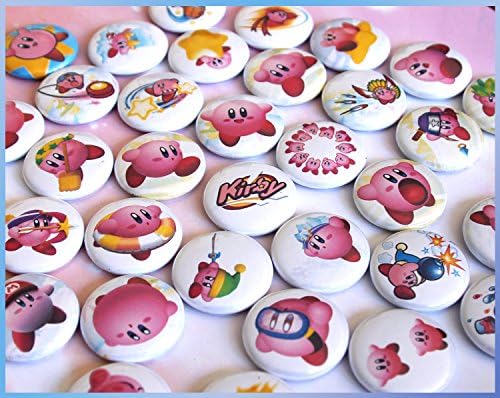 35 Kirby Pins. 1" Original Nintendo Flair. Pinback Party Favors. (b004)