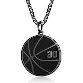 Susook Basketball Number Necklace for Men Black Stainless Steel Basketball Charm Pendant Personalized PH4:13 Bible Verse I Can Do All Things Sport Jewelry Gifts for Men