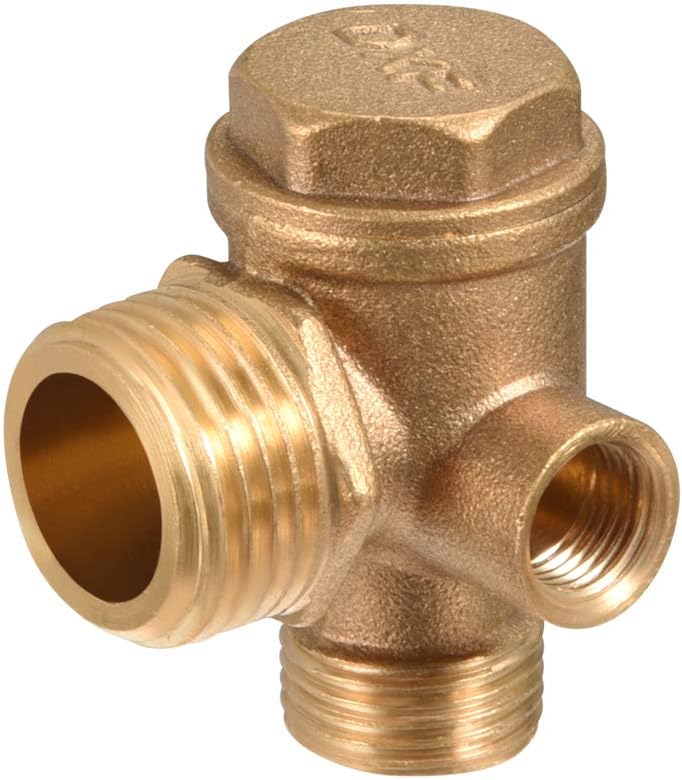 sourcing map Air Compressor Check Valve, 1/2" G x 3/8" G x 1/8" G M/F Thread, 3 Way Pneumatic Accessory, Brass - Image 4