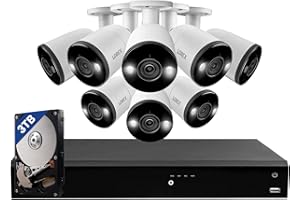 Lorex Fusion 4K Security Camera System w 3TB NVR - 16 Channel Wired Home Security w 8 Metal Cameras - Motion Detection, Active Deterrence, 2-Way Audio, Color Night Vision, Weatherproof Surveillance