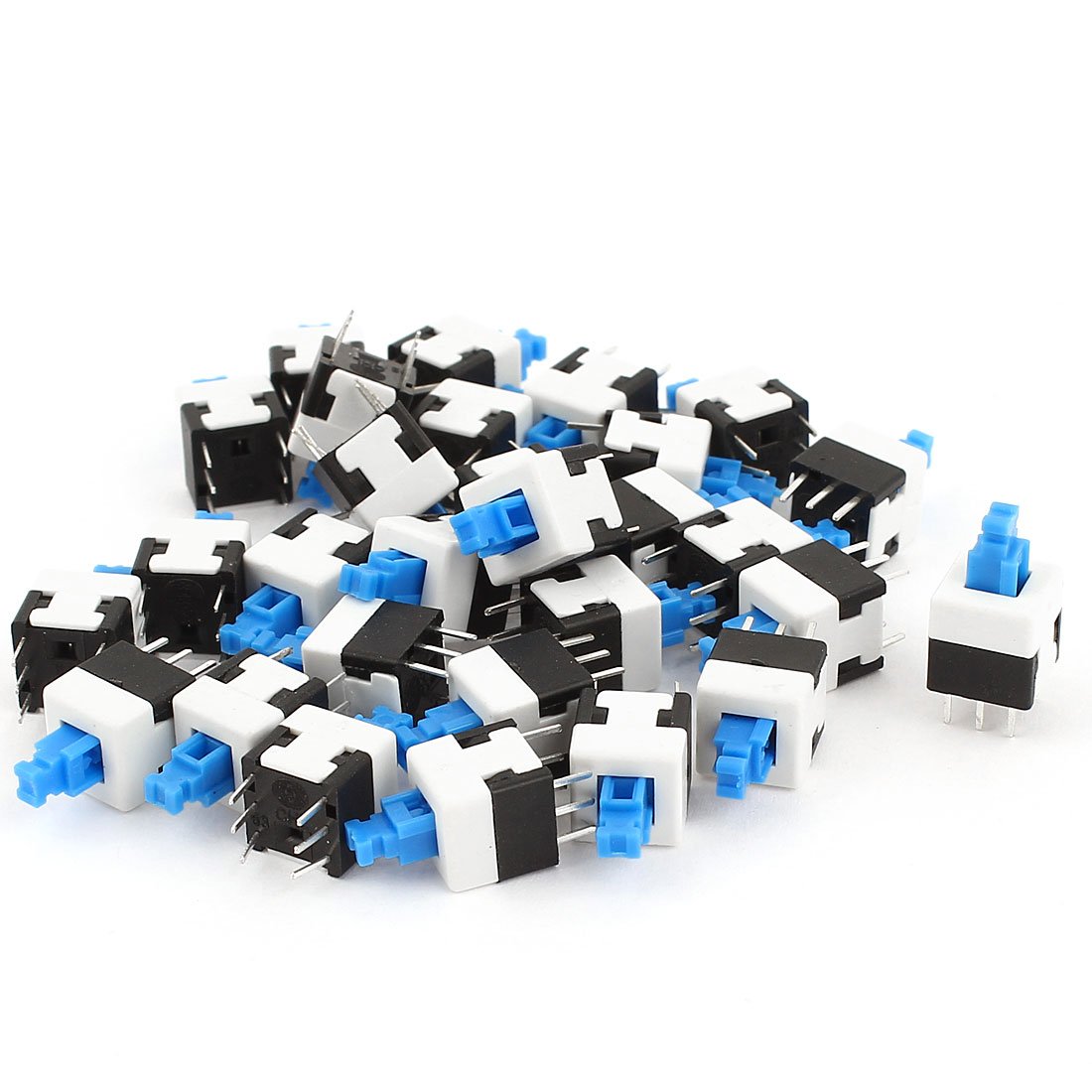 sourcingmap® 30 Pcs 6Pins Square 8mmx8mm Latching Type DPDT Mini Push Button Switch