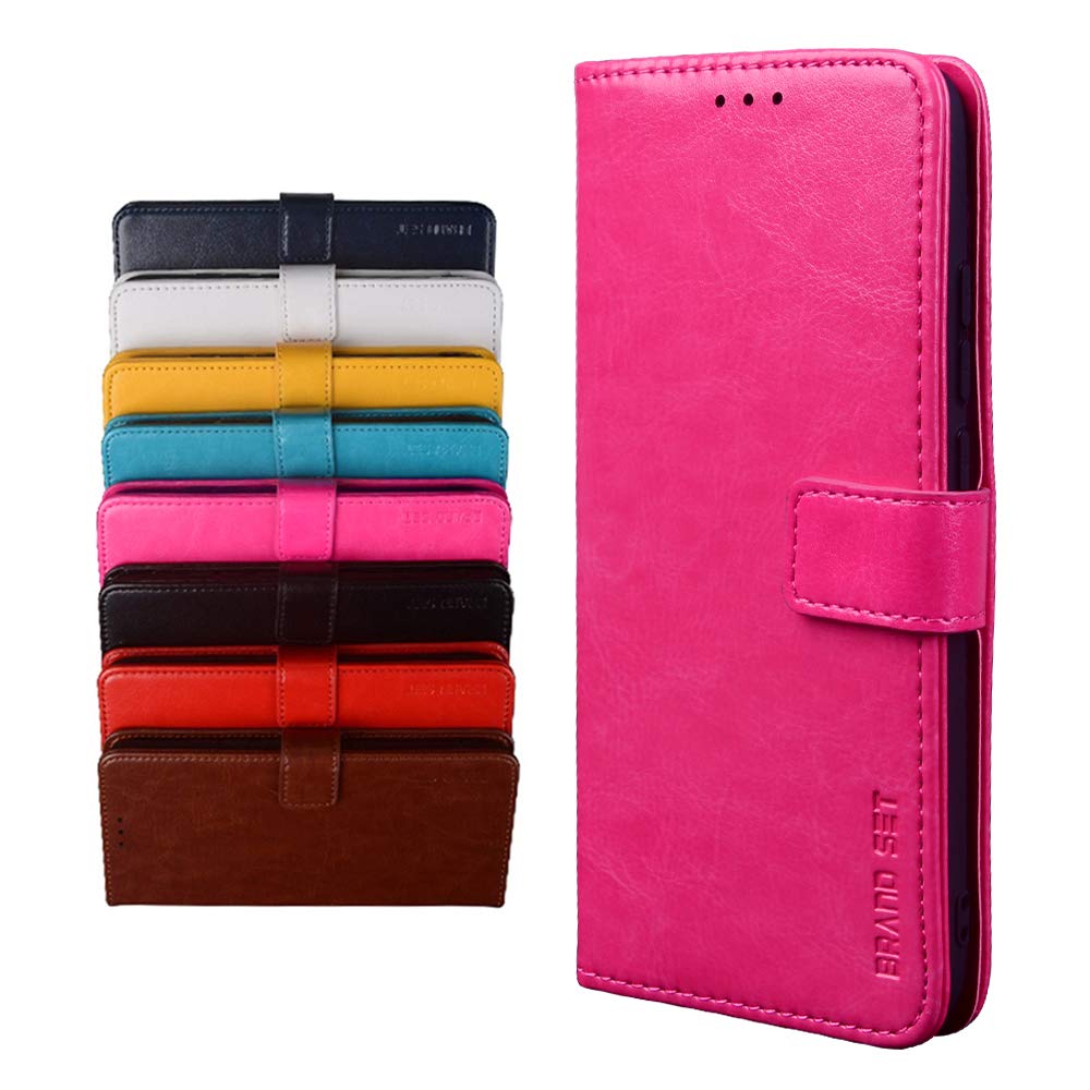 BRAND SET Case for Ulefone Note 8P Wallet Case, PU Leather with Magnetic Closure Card Holder Stand Cover, Leather Wallet Flip Phone Cover for Ulefone Note 8P-Rose red