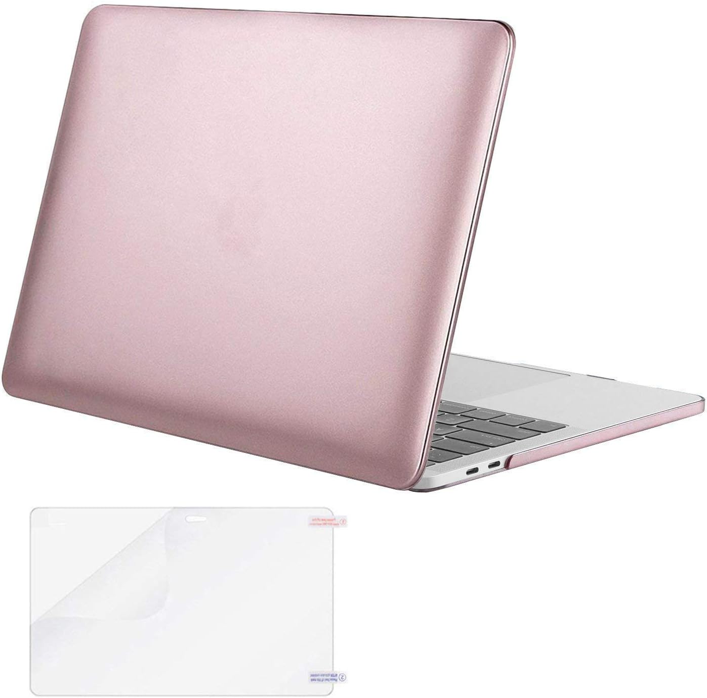 MOSISO MacBook Pro 13 inch Case 2019 2018 2017 2016 Release A2159 A1989 A1706 A1708, Plastic Hard Shell Case&Screen Protector Compatible with MacBook Pro 13 inch with/Without Touch Bar, Rose Gold