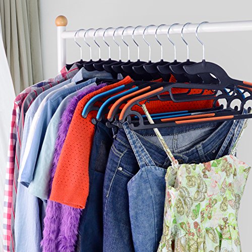IEOKE Plastic Hangers, Clothes Hangers Light-Weight Non Slip Coat Hangers Ultra Thin Space Saving with Heavy Duty- 50 Pack (Original)