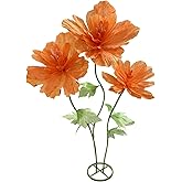Giant Artificial Paper Flowers Decorations, Huge Realistic Faux Flower Large Wedding Reception Backdrop Home Office Indoor Outdoor Event Party Banquet Background Decor Photographic Props, Orange