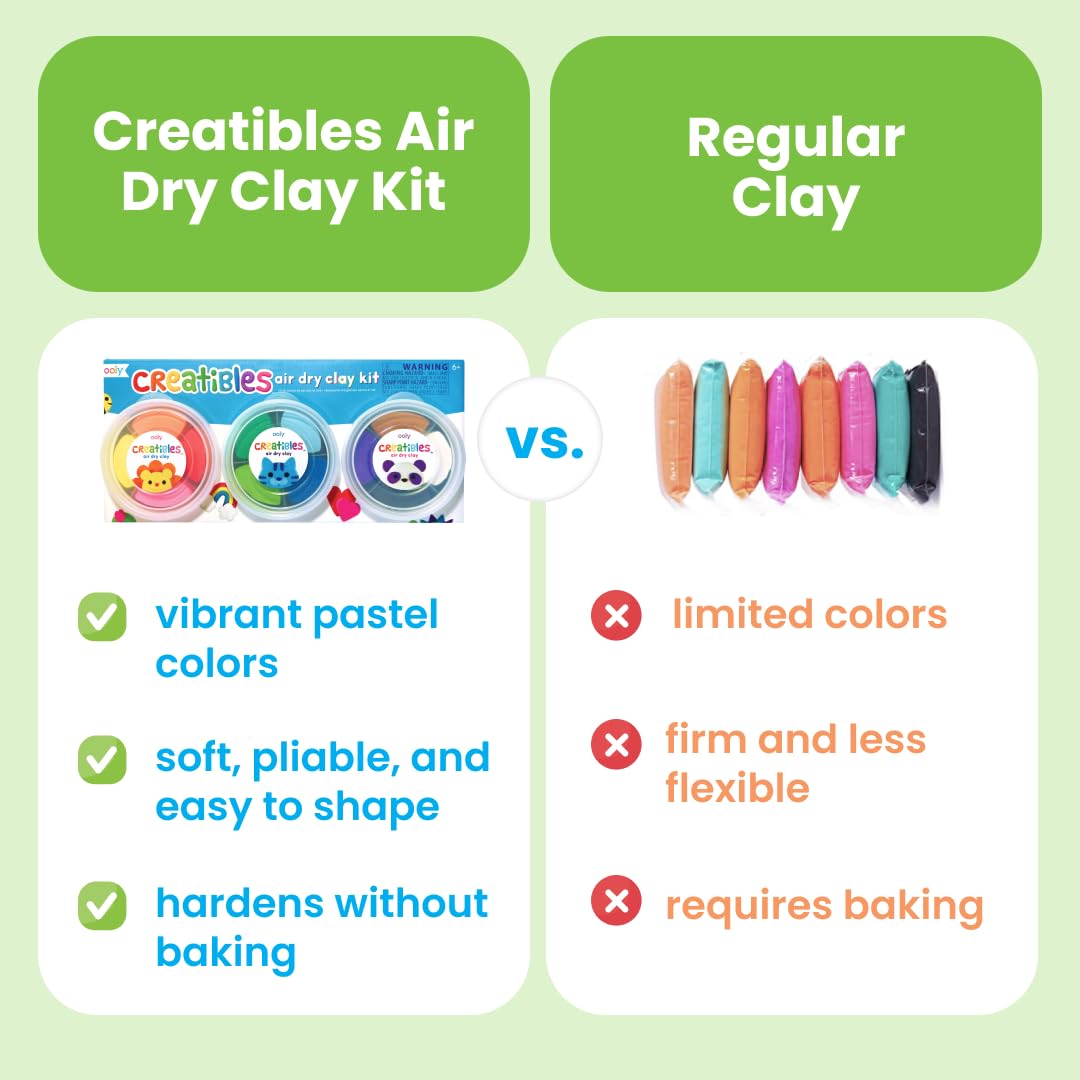 Ooly Creatibles, 16 Colors Air Dry Clay Expansion Set for Kids Crafts, Modeling Clay in 16 Colors, 4 Tubs, Airdry DIY Art Expansion Set Summer Crafts for Kids Ages 6 and Up