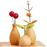 CHENSHUO Wooden Mini Vases Handmade Bud Vases,Small Vase for Micro Landscape DIY Ornament Decor,Chic Vases for Living Room Dining Table Shelves,3 Pieces.