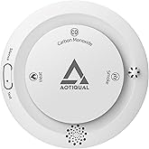 Smoke and Carbon Monoxide and Heat Detector 3-in-1 CO/Smoke/Temp Alarm 10-Year Battery, 85dB Voice Alert, Explosion-Proof ABS, Easy Installation Home Safety Device (Includes AA Batteries)