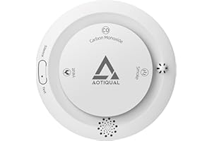 AOTIQUAL Smoke and Carbon Monoxide and Heat Detector 3-in-1 CO/Smoke/Temp Alarm 10-Year Battery, 85dB Voice Alert, Explosion-Proof ABS, Easy Installation Home Safety Device (Includes AA Batteries)