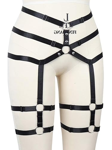 black strappy garter belt Garter Leg Belt Harness Leg Rave Thigh Garter Harness Strappy Garter Belt  for Women Black in Kenya