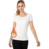 MANCYFIT Thermal Top for Women Fleece Lined Shirt Short Sleeve Base Layer