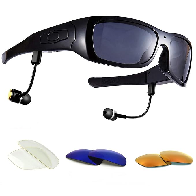 DCCN Bluetoothe Kamera Brille Cam polarisierte Sonnenbrille mit Kamera UV400 Stereo Bluetooth Headset Kopfhörer für iPhone/An