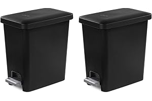 Sterilite 2.7 Gallon Rectangular StepOn Wastebasket with Lid, Small Plastic Trash Can for The Bathroom, Bedroom or Home Offic