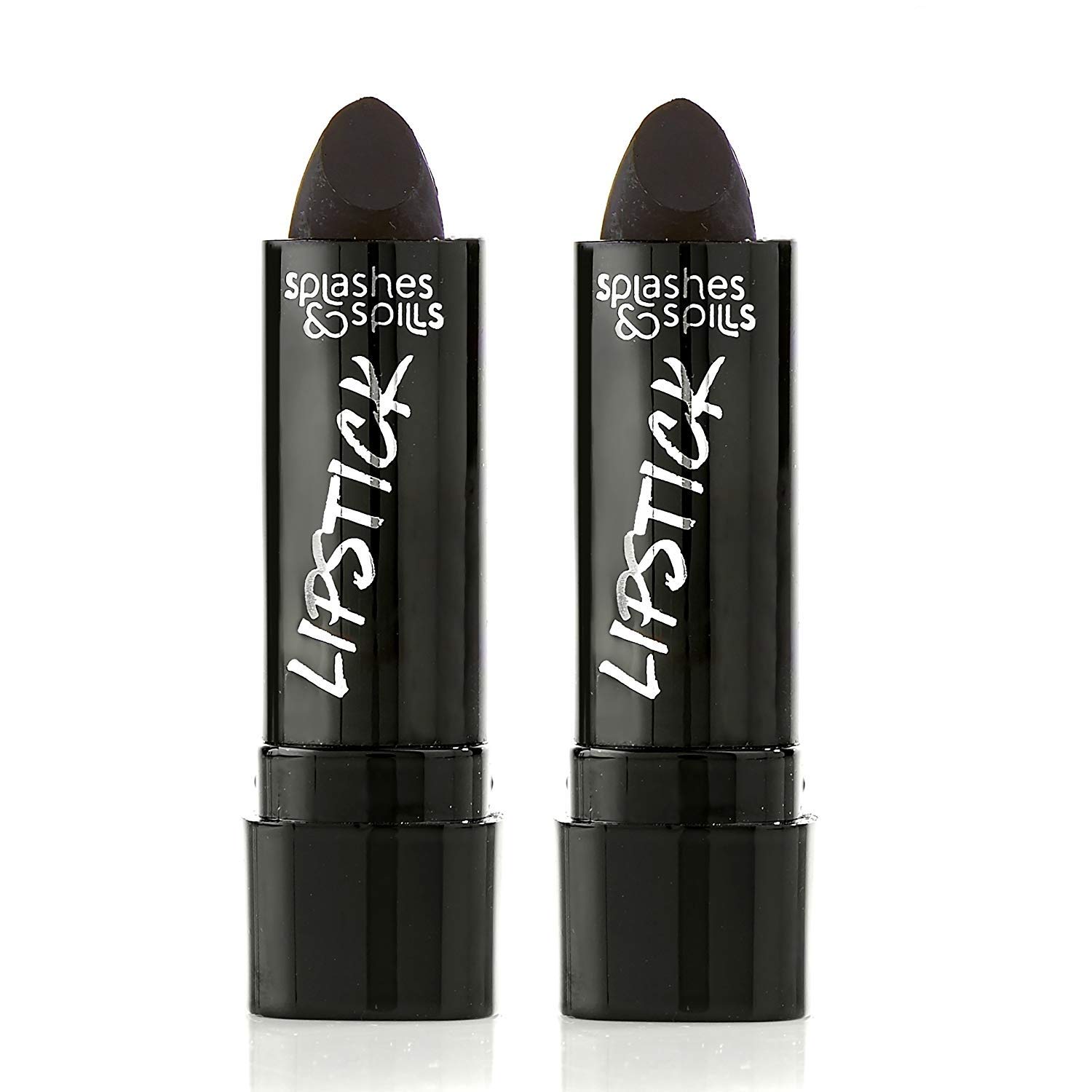 Vivid Black Lipstick - 2 Pack - Bold, Translucent, No Sheen Lip Color With Matte Finish - Makeup and Cosmetics by Splashes & Spills