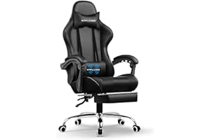 GTRACING Gaming Chair, Computer Chair with Footrest and Lumbar Support, Height Adjustable Gaming Chair with 360°-Swivel Seat 
