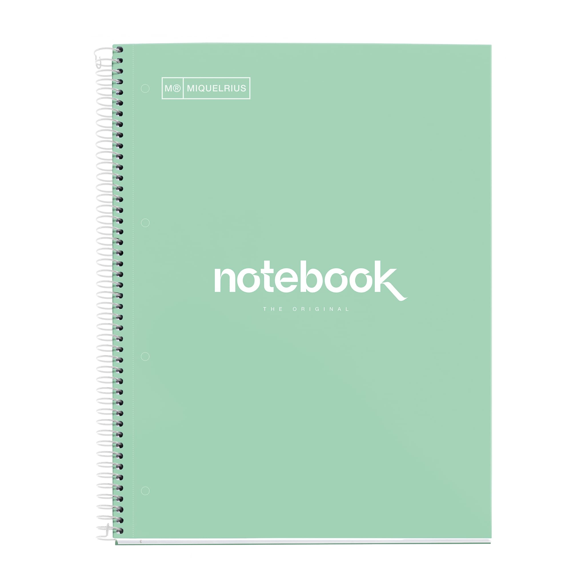 Miquelrius A4 Notebook Emotions 80 Sheets 90 g/m² Dotted Notebook, 1 Colour Stripe, Microperforated Spiral, Extra Rigid Cover, 4 Drills, Mint Green