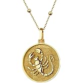 925 sterling silver Luxury Pendant 24mm, Without Chain, Scorpion Sign For Women, Dainty Zodiac Birthday, Astrology Jewelry, November Coin, gold plated Handmade|LK_OPC_00529