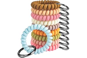 CAPHONT 10 PCS Keychain Wristlet, Stretchable Key Chain Wristlet Bracelet, Wrist Coil Keychain Wristband Key Ring Key Holder for Sauna Gym Pool And Outdoor Sports (Morandi + Gray)