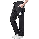 NY Threads Scrub Pants for Women Relaxed Fit, Mid Rise 5 Pockets Drawstring Womens Scrub Pants, 31 Inch Inseam