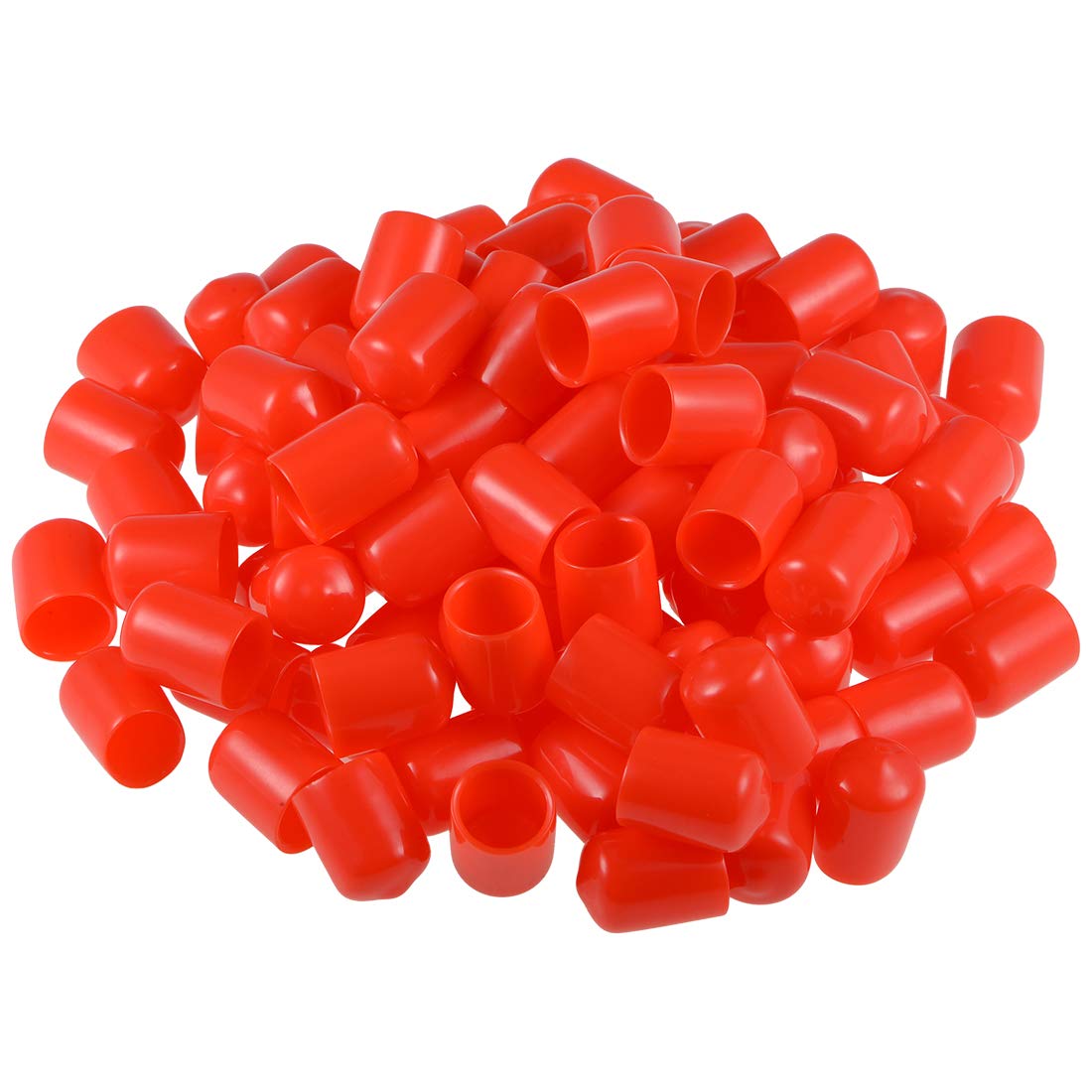 sourcing map 100pcs Rubber End Caps 1/2-inch(13mm) ID Vinyl Round Tube Bolt Cap Cover Thread Protectors Red