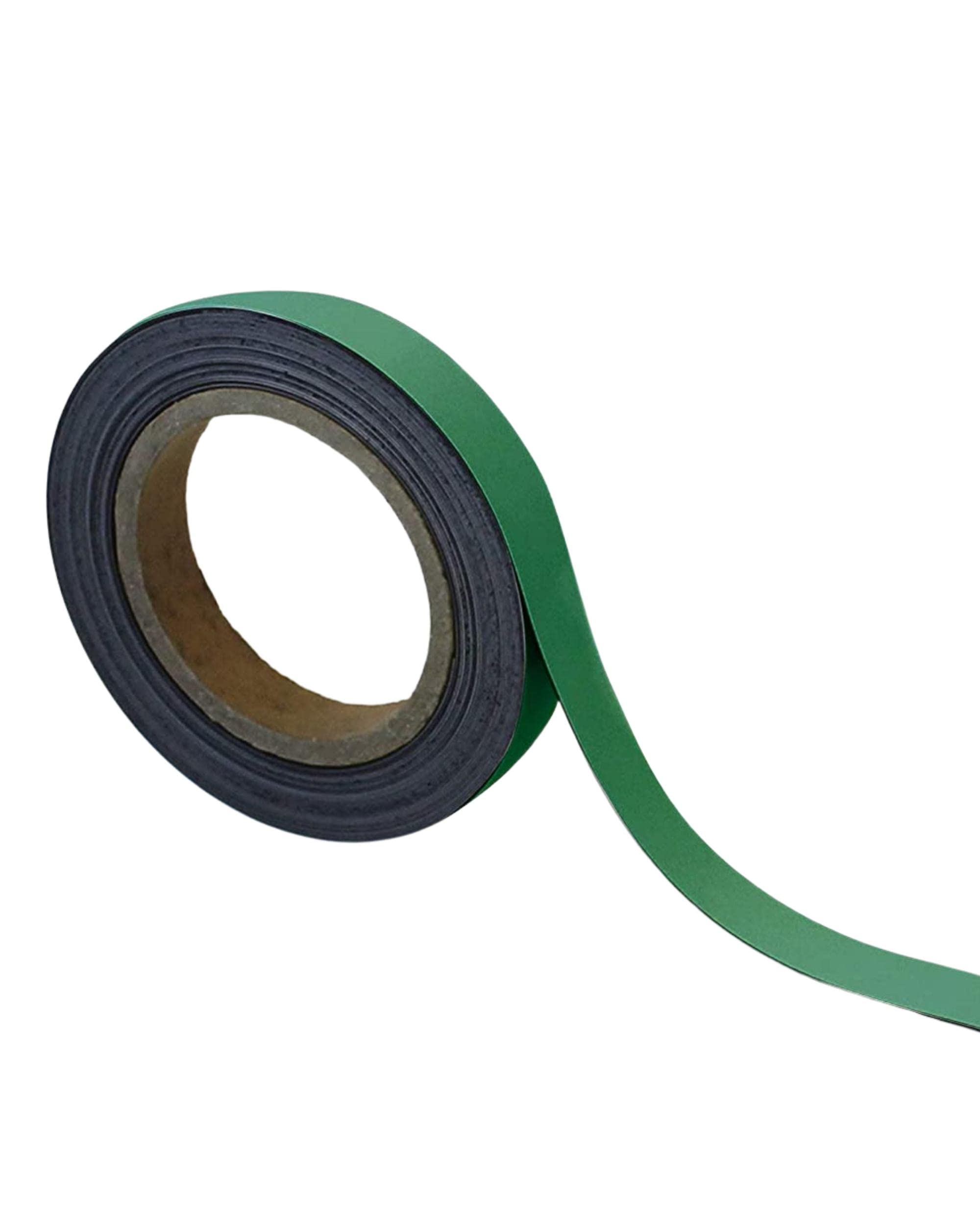 Magnetic Steel Easy-Wipe Tape, Thin & Flexible, Cut to Fit Strip, Magnetic, High Visible Identification. Suitable For All Non-Magnetic Surfaces (Green 20mm x 10m)