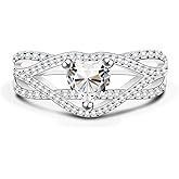 JOSHLUXE Moissanite Wedding Band for Women 925 Sterling Silver Wedding Rings 1ct D Color VVS1 Lab Created Half Eternity Anniversary Rings for Her 18K White Gold Plated Size 6-8