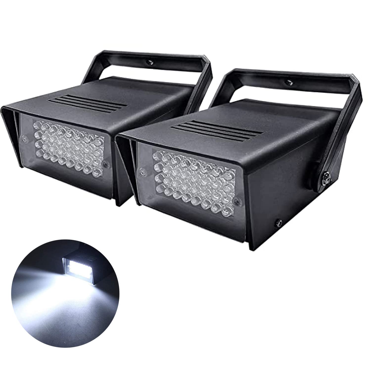 Strobe Lights for Parties, 32 Stage White Strobe Light Party Super Bright Speed Control Flashing, Battery Strobe Light for Disco, Wedding, Christmas.(2pcs)