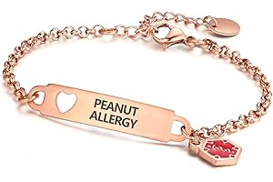 Divoti Pre-Engraved Medical Alert ID Bracelet – Simple Rolo Chain Stainless Steel Silver, Water Proof with First Aid Symbol – Personalized for Women Health Jewelry