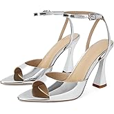 RJYLP Womens Heeled Sandals Ankle Strap Pointed Toe Sandals Summer Dress Party Shoes