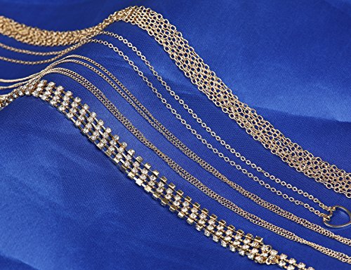 Finrezio 4 Pcs Waist Belt Belly Chains for Women Body Jewelry Gold-Plated Unibody Summer Beach Jewelry Set