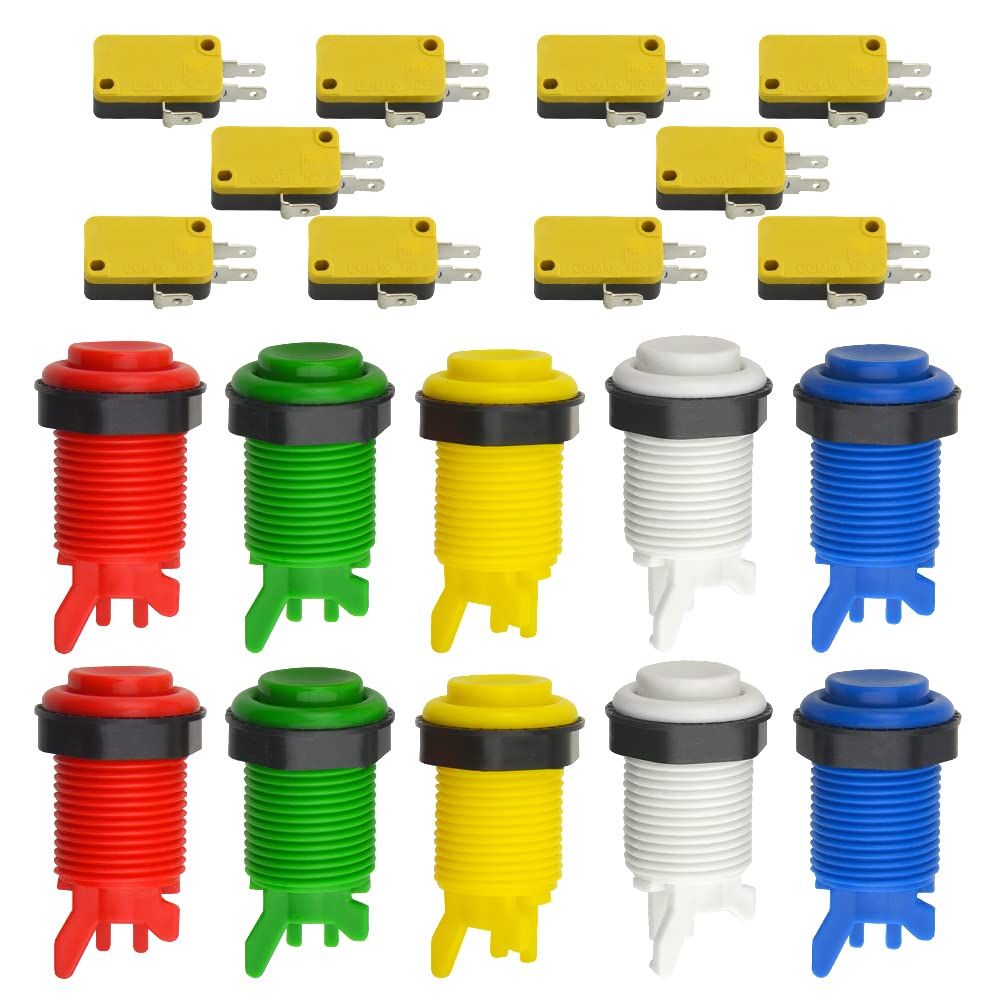 WMYCONGCONG 10 PCS Game Push Button with Micro Switch for Jamma Mame Arcade Video Games DIY
