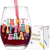 Lamyba 50th Birthday Gifts for Her, Best 50th Birthday Decorations for Women - In My 50s Era Wine Glass, Cool Gifts for Fifty Birthday, 50th Birthday Gift for Women Friend Mom Daughter Wife, 15oz