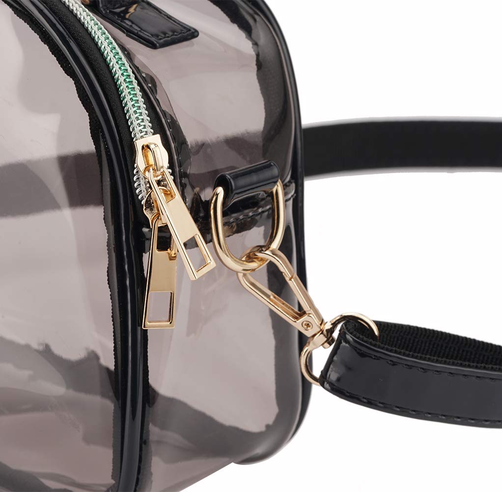 Y&R Direct Clear Bag Crossbody Bag Clear Purse Tote Clear Clutch Stadium Approved PVC (Black)