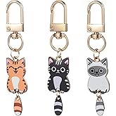 Ouligay 3PCS Cat Keychain Key Chains Women Cute Kawaii Key Chain Charms, Bag Charms for Handbags Colorful Keychains for Women, Girls, Teens