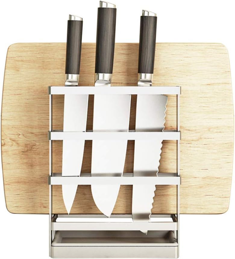 kaileyouxiangongsi Metal Knife Block Cutting Board Chopper Hoder Drying Rack Kitchen Storage Organizer Counter Display Stand,SUS 304 Stainless Steel