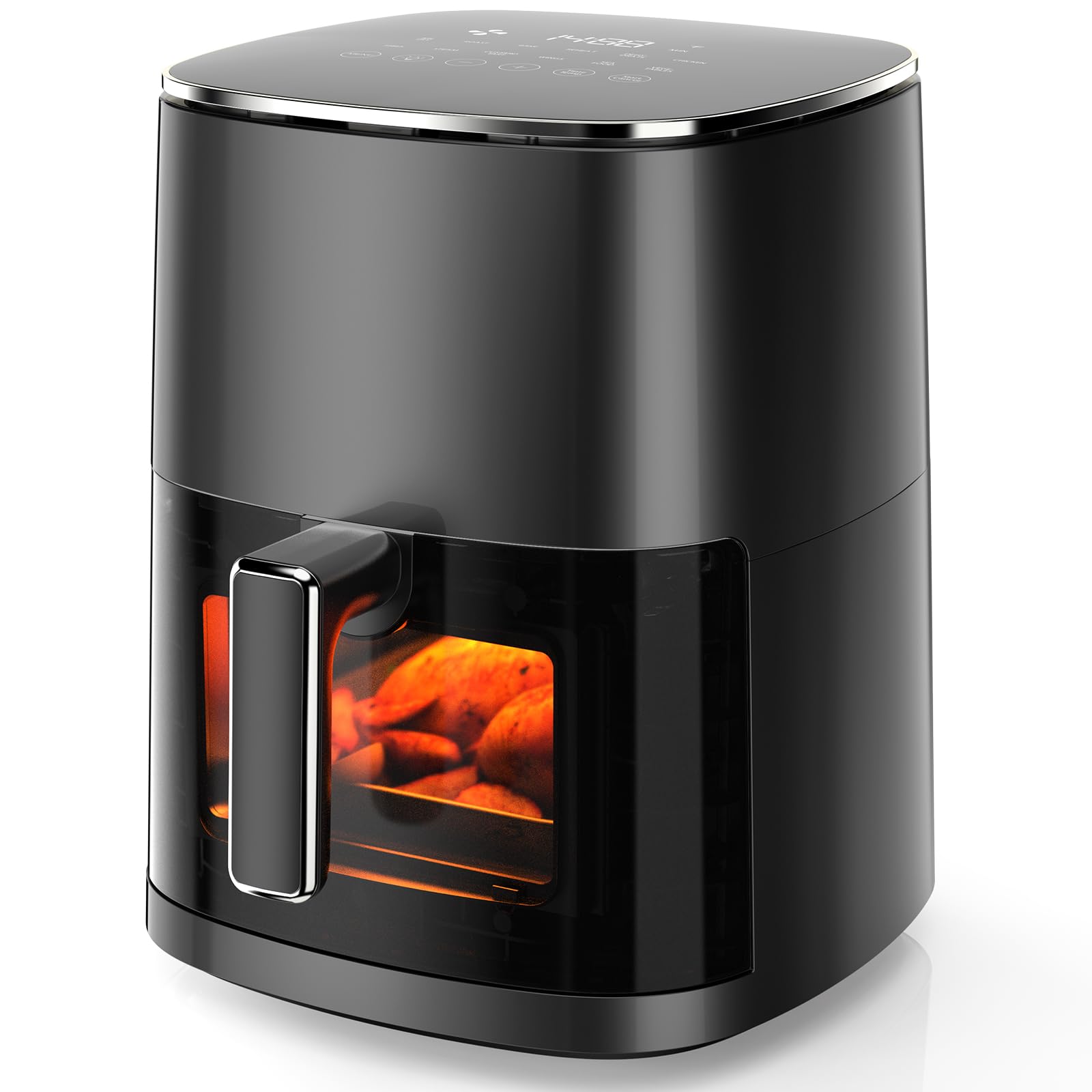 OLIXIS Air Fryer 6 Quart with Window Square Air Fryer 12-in-1 Air Fry, Roast, Reheat, Dehydrate, Bake, Steam, Fries, Custard, Chicken, Wings, Sea Food, Vegetabels,400F, Black Image