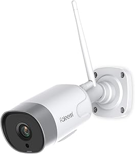 WiFi Outdoor Camera, Faleemi 1080P Home WiFi Camera with Night Vision, Motion Detection, 2-Way Audio, IP66 Waterproof, SD Card Slot and Cloud Storage, Compatible with Android/iOS